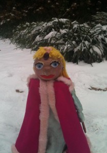 No, we're not doing "Frozen"! This is the Princess from "Wish Tales" in the snow in January 2014.